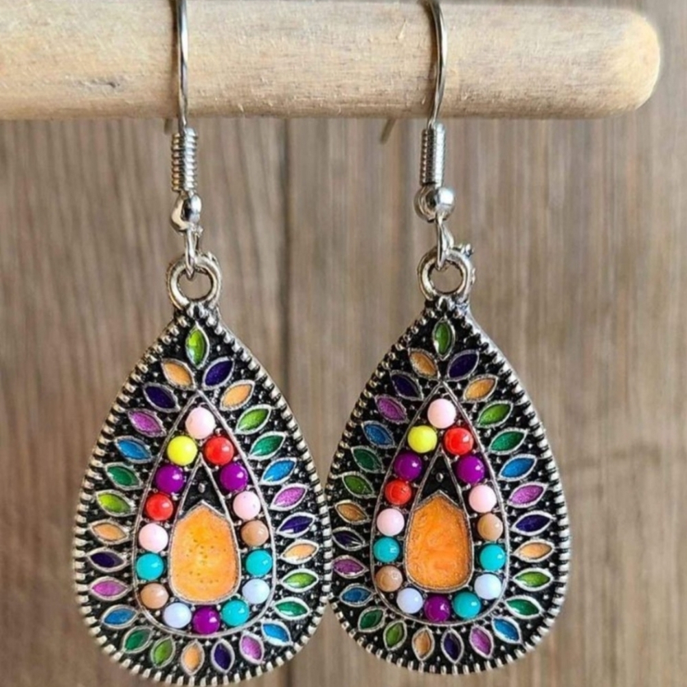 Beautiful Boho Retro Teardrop Earrings Colorful Dangle Drop New Fashion Jewelry